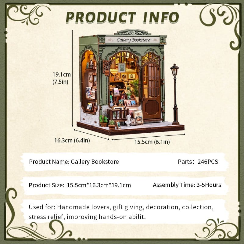 Miniature House Model Kit Gallery Bookstore 20 x 16 cm Image 4
