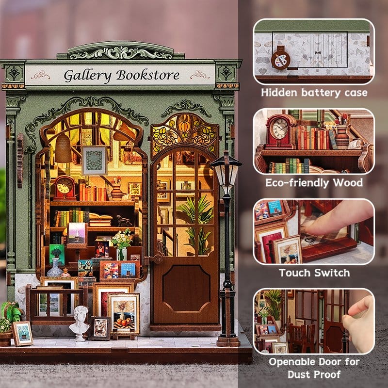 Miniature House Model Kit Gallery Bookstore 20 x 16 cm Image 5