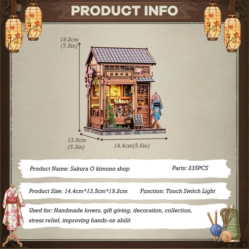 Miniature House Model Kit Sakura O Kimono Shop 19 x 14 cm Image 6