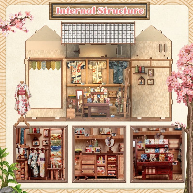 Miniature House Model Kit Sakura O Kimono Shop 19 x 14 cm Image 15
