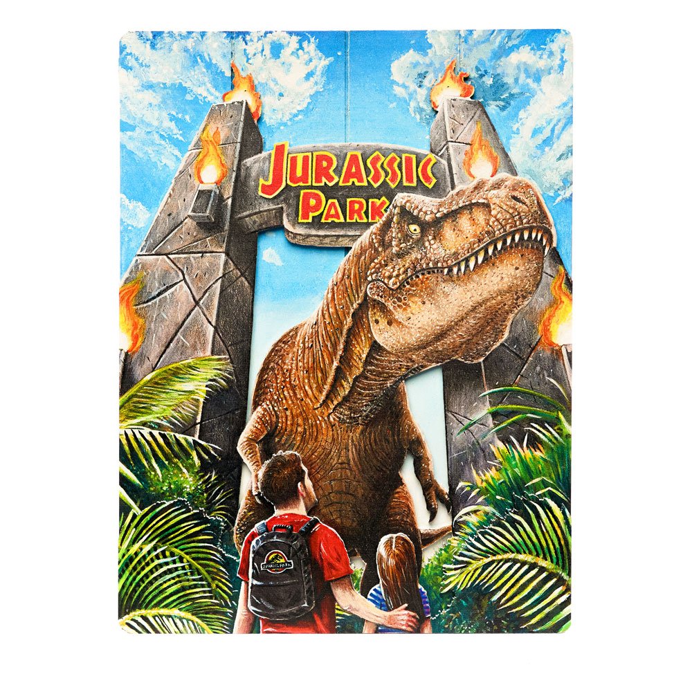Jurassic Park WoodArts 3D Holzdruck Rex Attack 30 x 40 cm Image 1
