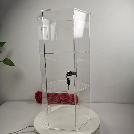 Evoretro 3-stufiger abschließbarer sechseckiger Acryl-Displayturm Image 1