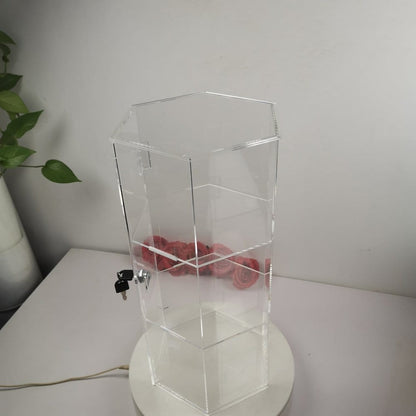 Evoretro 3-stufiger abschließbarer sechseckiger Acryl-Displayturm Image 3