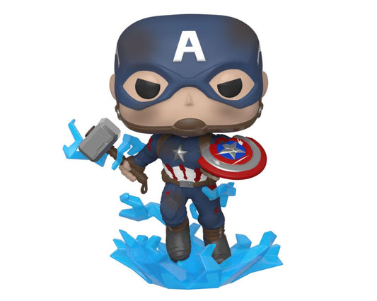 Avengers: Endgame POP! Movies Vinyl Figur Captain America w/Broken Shield & Mjölnir 9 cm Image 1