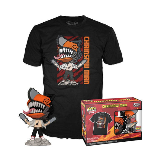Chainsaw Man POP! & Tee Vinyl Figur & T-Shirt Set Chainsaw Man Leaping Größe S Image 1