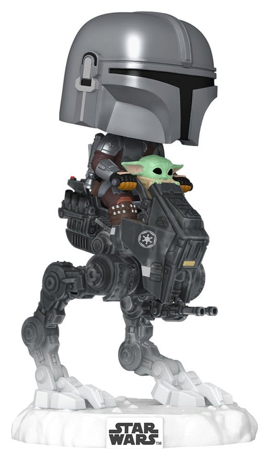 Star Wars: The Mandalorian and Grogu POP! Rides Deluxe Vinyl Wackelkopf-Figur The Mandalorian with Grogu in Imperial Remnant AT-RT 9 cm Image 1