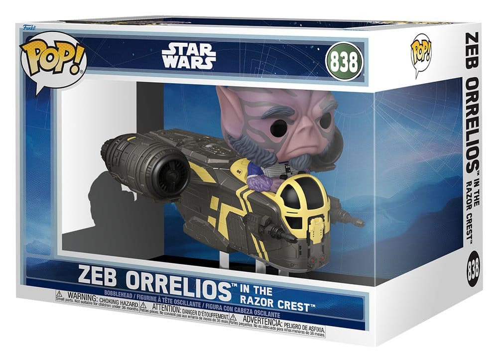 Star Wars: The Mandalorian and Grogu POP! Rides Deluxe Vinyl Wackelkopf-Figur Zeb Orrelios in the Razor Crest 9 cm Image 2