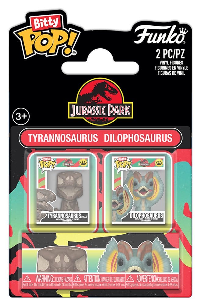 Jurassic Park Bitty POP! Vinyl Figuren 2er-Pack Tyrannosaurus Fossil & Dilophosaurus 2 cm Image 1