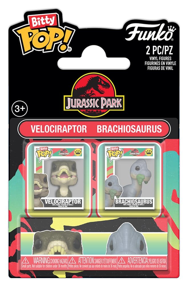 Jurassic Park Bitty POP! Vinyl Figuren 2er-Pack Velociraptor & Brachiosaurus 2 cm Image 1