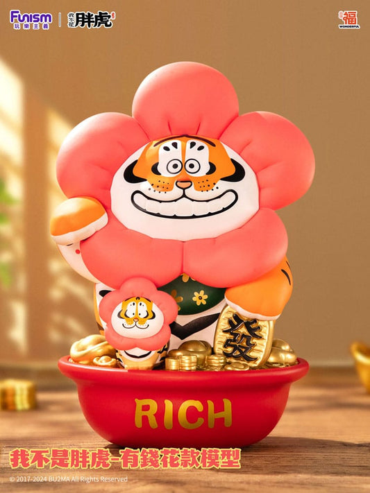 I Am Not Fat Tiger Statue Alexander the Tiger Rich Flower 20 cm Image 1