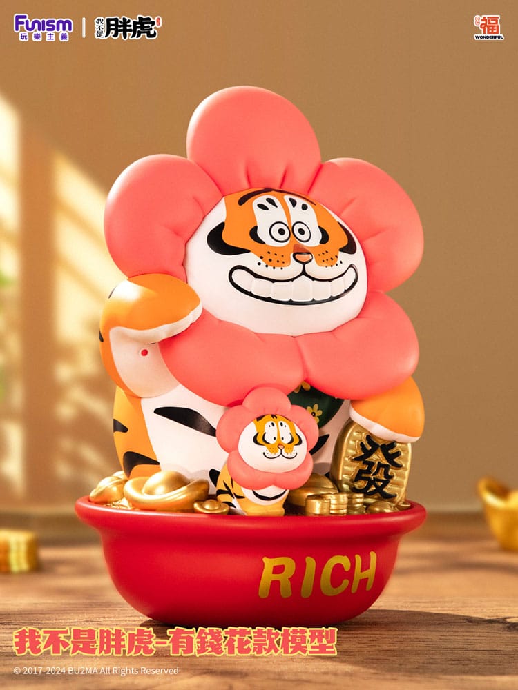 I Am Not Fat Tiger Statue Alexander the Tiger Rich Flower 20 cm Image 6