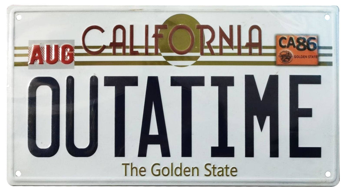 Zurück in die Zukunft Me­tall­schild ´Outatime´ DeLorean Nummernschild Image 1