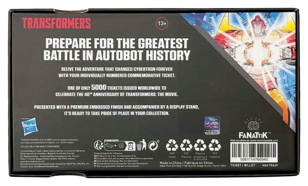 Transformers Replik The Movie 40th Anniversary Movie Ticket Limited Edition 9 x 16 cm Image 3