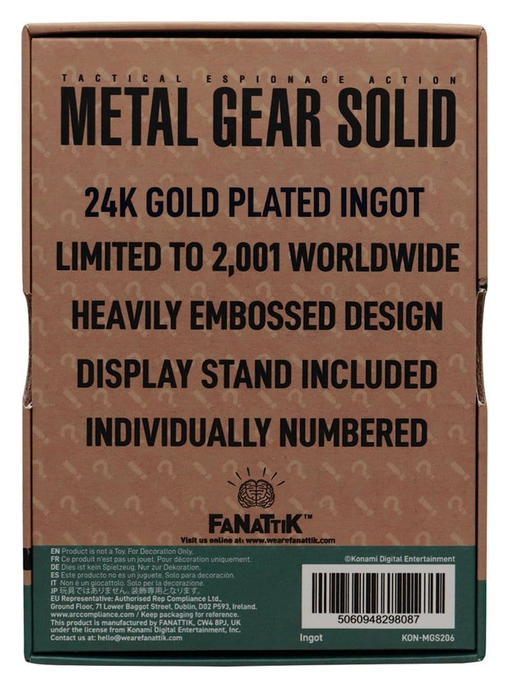 Metal Gear Solid 2 Metallbarren Raiden 24k Gold Plated Limited Edition Image 3