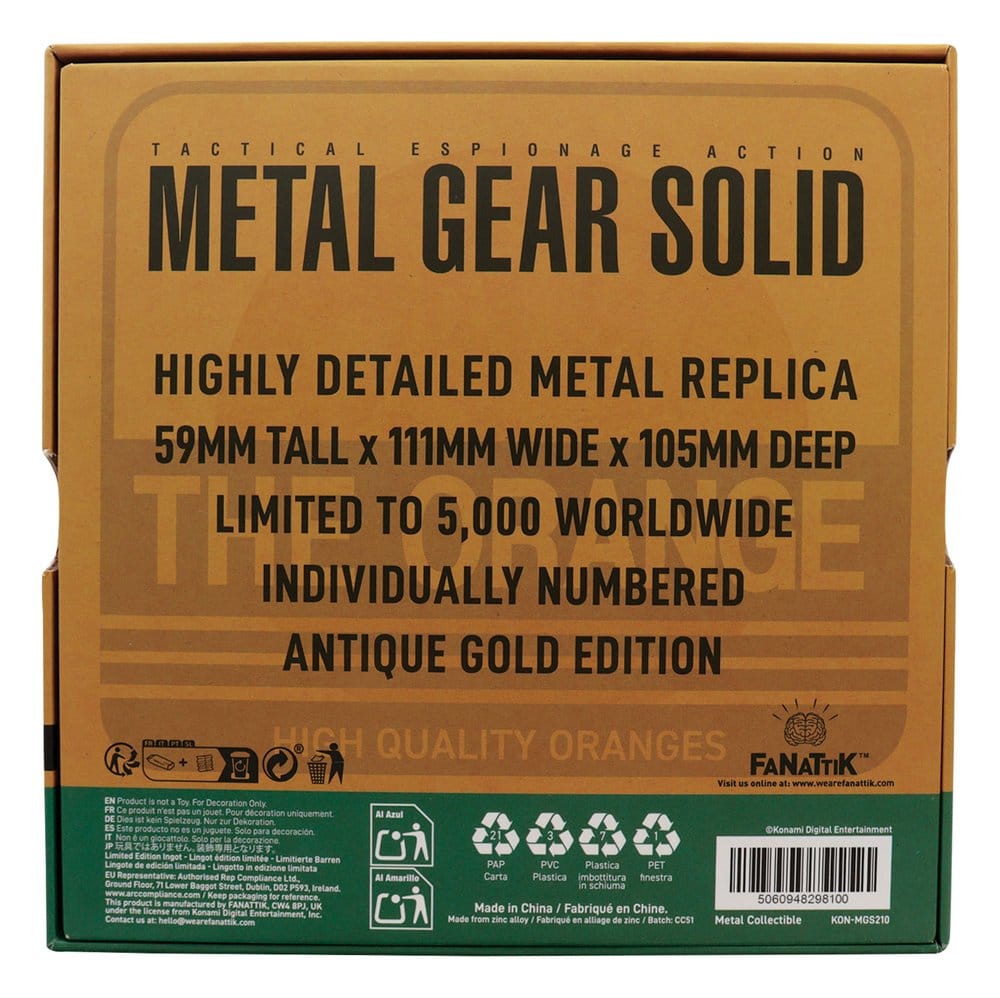 Metal Gear Solid 2 Replik Cardboard Box Antique Gold Image 3