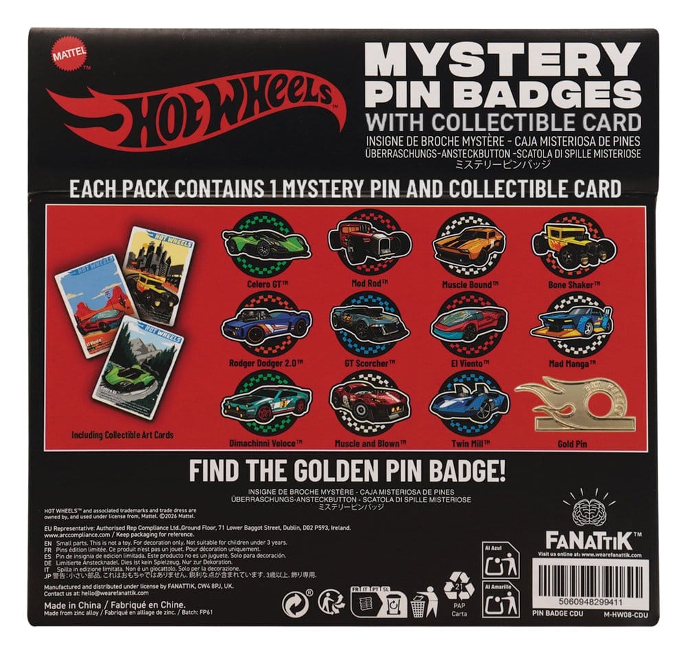 Hot Wheels Mystery Ansteck-Pins Blind Box Display (12) Image 4