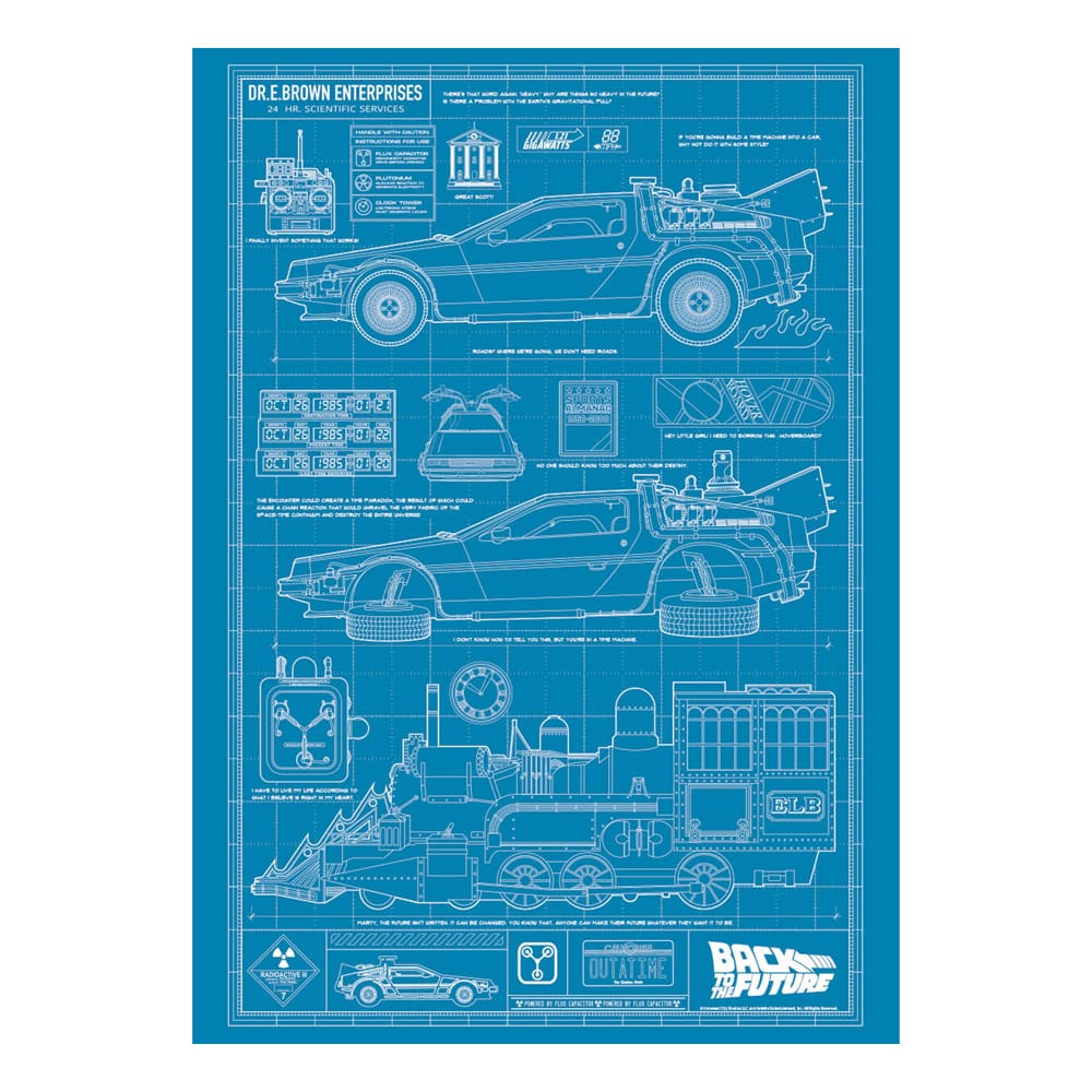 Zurück in die Zukunft Kunstdruck Time Machine Blueprint Limited Edition 42 x 30 cm Image