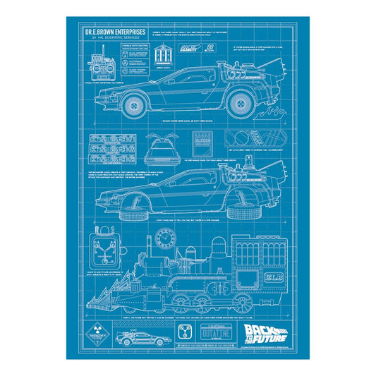 Zurück in die Zukunft Kunstdruck Time Machine Blueprint Limited Edition 42 x 30 cm Image