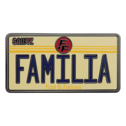 Fast & Furious Ansteck-Pin Familia License Plate Image 1