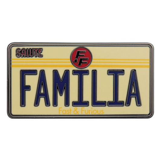 Fast & Furious Ansteck-Pin Familia License Plate Image 1