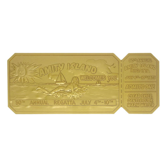 Jaws Replik 1/1 50th Anniversary Regatta Ticket 24k Gold Plated Image 1