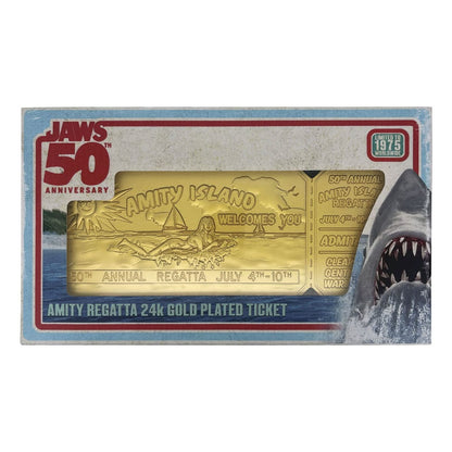 Jaws Replik 1/1 50th Anniversary Regatta Ticket 24k Gold Plated Image 3