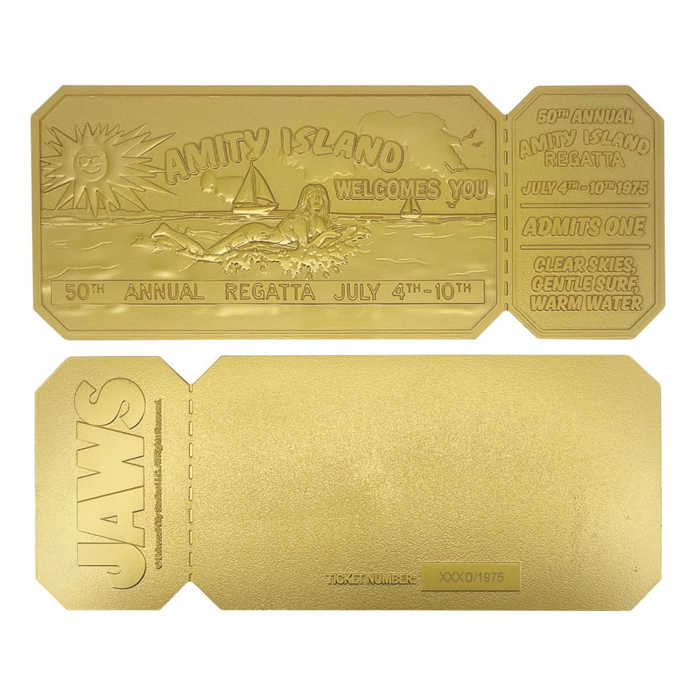 Jaws Replik 1/1 50th Anniversary Regatta Ticket 24k Gold Plated Image 4