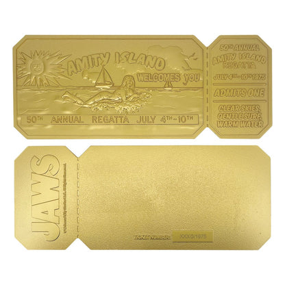 Jaws Replik 1/1 50th Anniversary Regatta Ticket 24k Gold Plated Image 4
