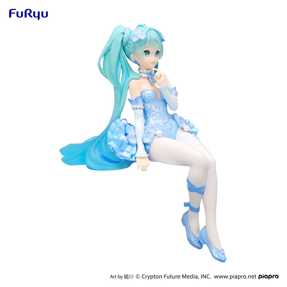 Hatsune Miku Noodle Stopper PVC Statue Flower Fairy Nemophila Pail Blue Color Ver. 15 cm Image 5