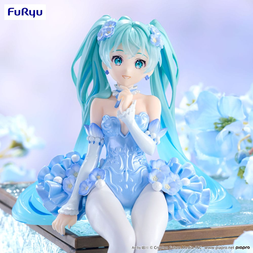 Hatsune Miku Noodle Stopper PVC Statue Flower Fairy Nemophila Pail Blue Color Ver. 15 cm Image 6