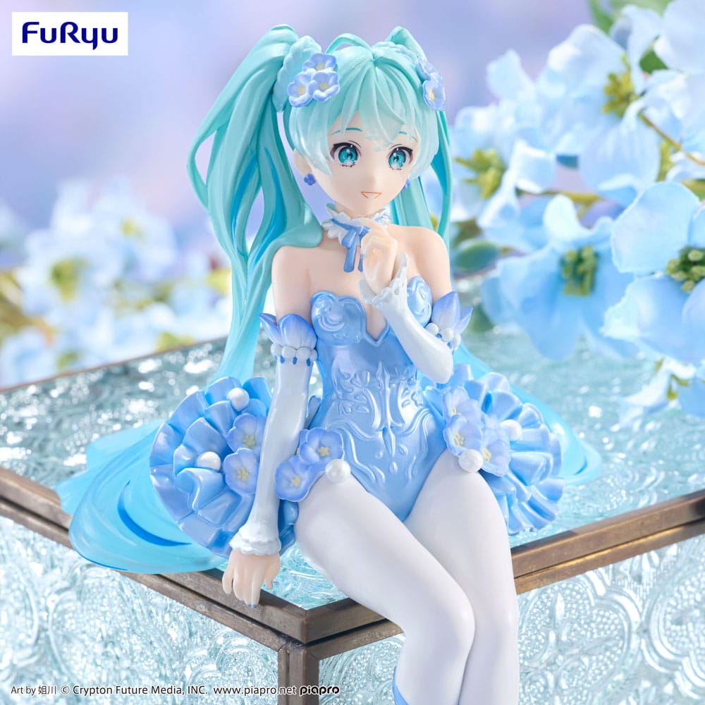 Hatsune Miku Noodle Stopper PVC Statue Flower Fairy Nemophila Pail Blue Color Ver. 15 cm Image 8