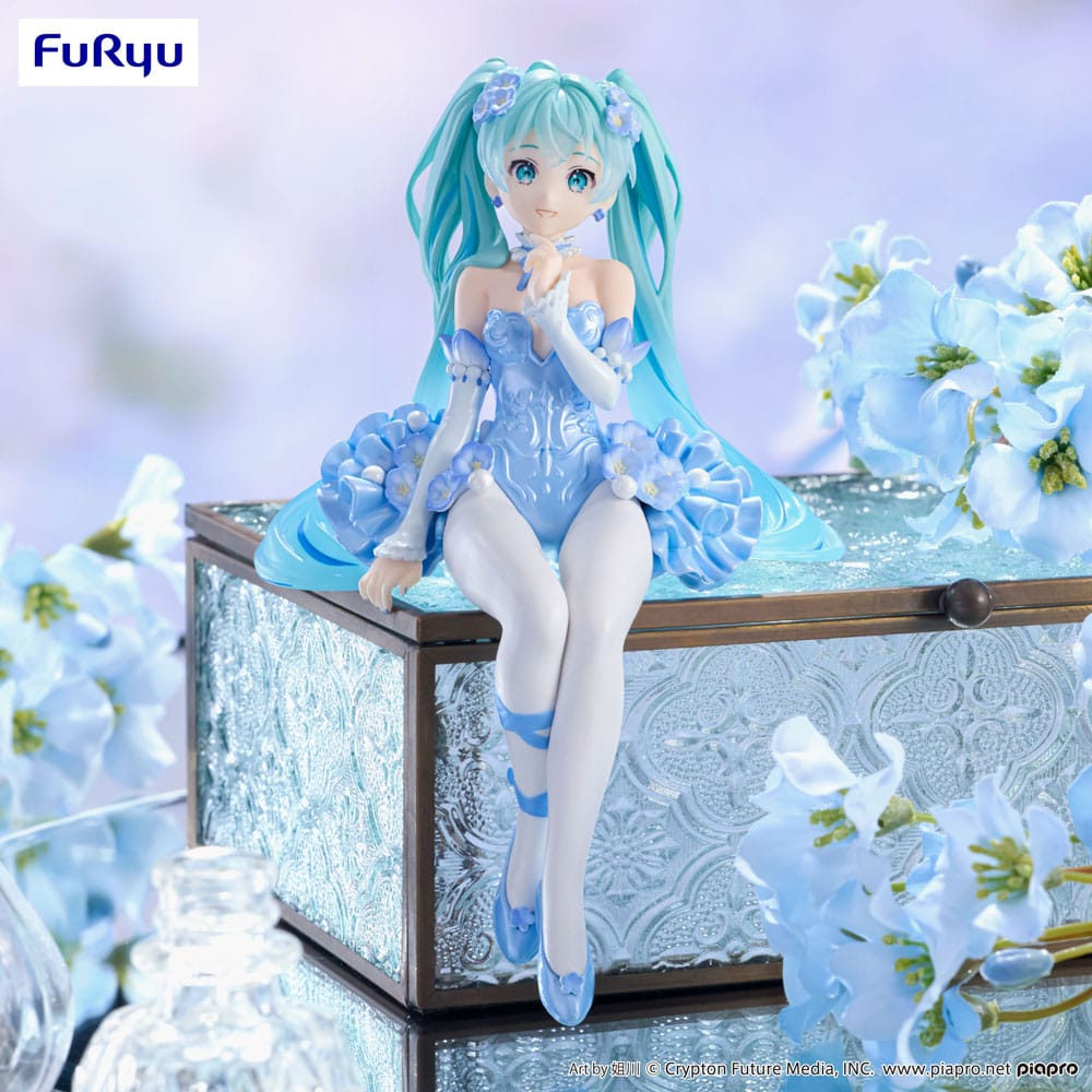 Hatsune Miku Noodle Stopper PVC Statue Flower Fairy Nemophila Pail Blue Color Ver. 15 cm Image 9