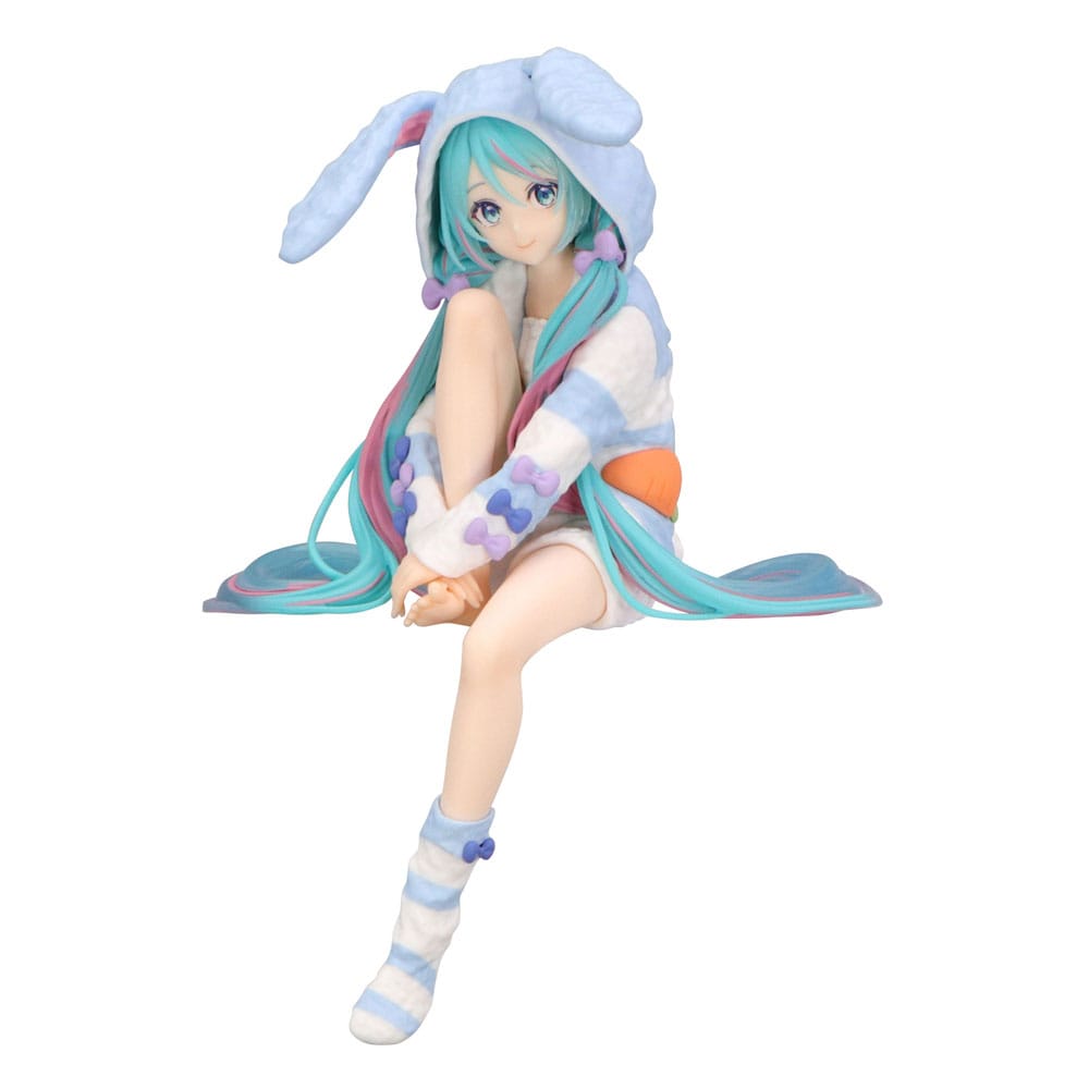 Hatsune Miku Noodle Stopper PVC Statue Hatsune Miku Rabbit Ear Hood Pajama Blue Color Ver. 14 cm Image 1