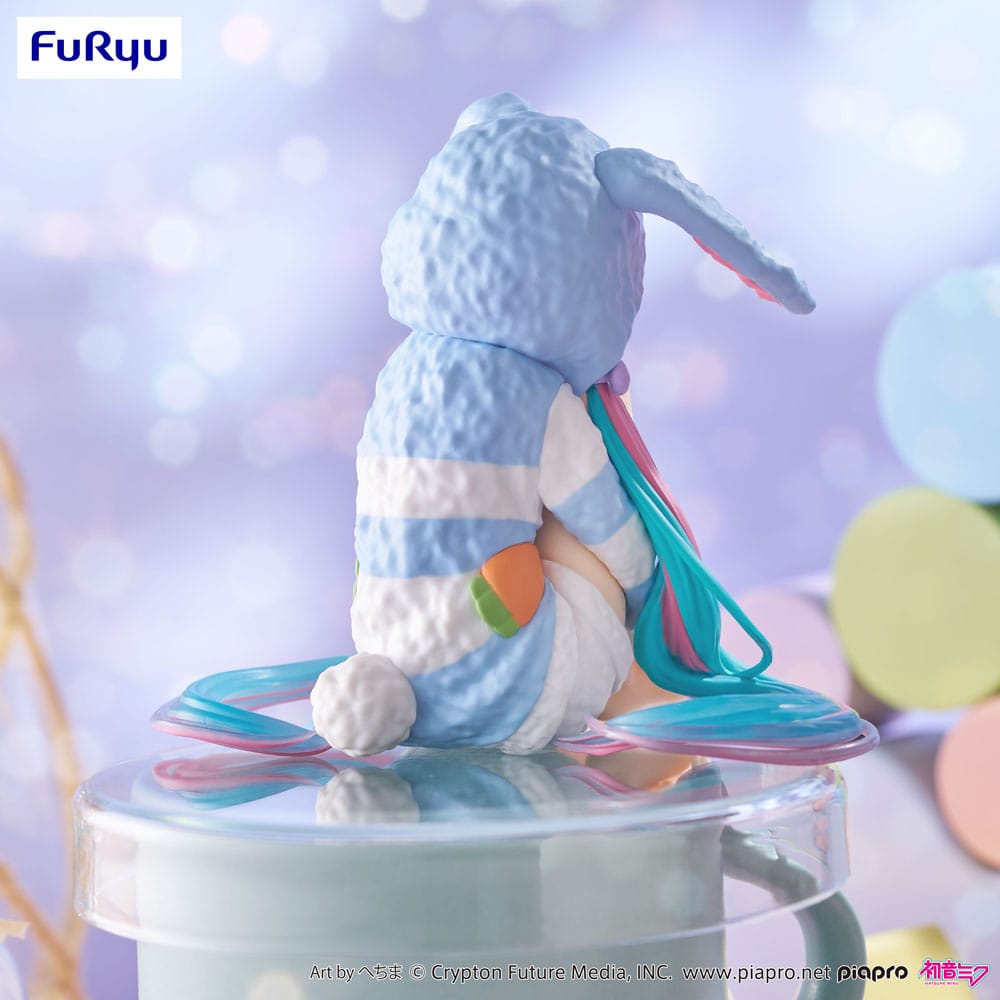 Hatsune Miku Noodle Stopper PVC Statue Hatsune Miku Rabbit Ear Hood Pajama Blue Color Ver. 14 cm Image 8