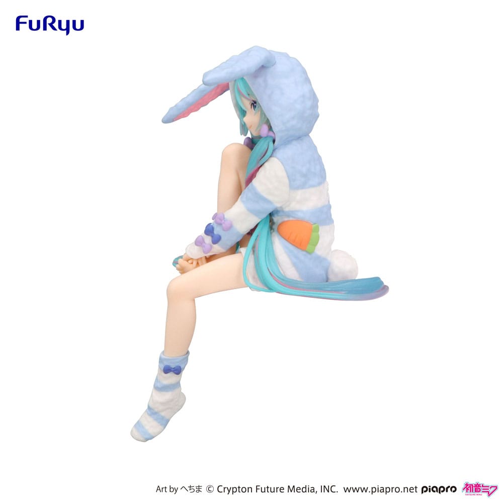 Hatsune Miku Noodle Stopper PVC Statue Hatsune Miku Rabbit Ear Hood Pajama Blue Color Ver. 14 cm Image 9