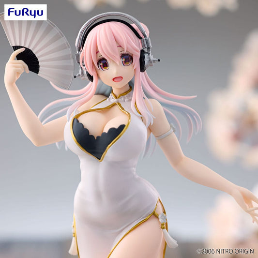 Super Sonico Trio-Try-iT PVC Statue White China Dress Ver. 21 cm Image 2