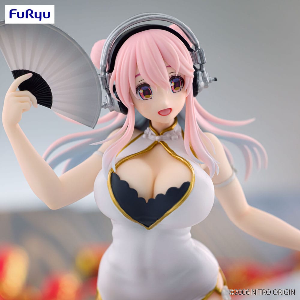 Super Sonico Trio-Try-iT PVC Statue White China Dress Ver. 21 cm Image 3
