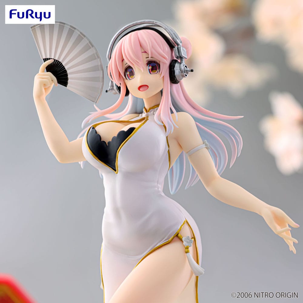 Super Sonico Trio-Try-iT PVC Statue White China Dress Ver. 21 cm Image 4