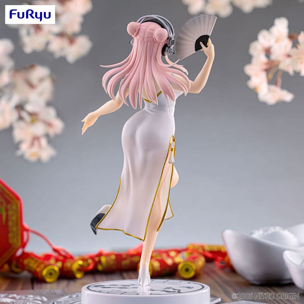 Super Sonico Trio-Try-iT PVC Statue White China Dress Ver. 21 cm Image 5