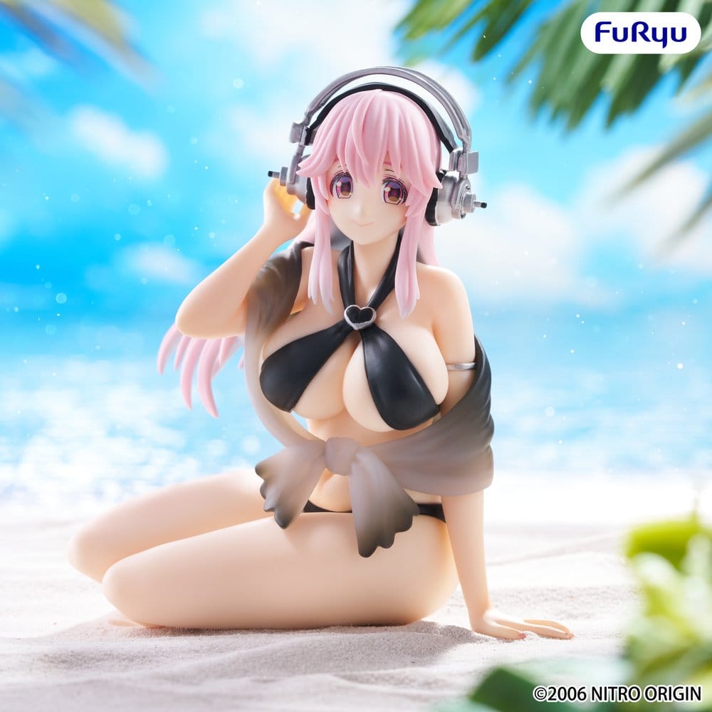 Super Sonico Noodle Stopper PVC Statue Super Sonico Swimsuit Black Color Ver. 10 cm Image 3