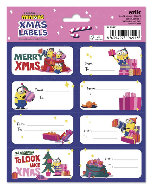 Minions Selbstklebende Etiketten Weihnachten Image