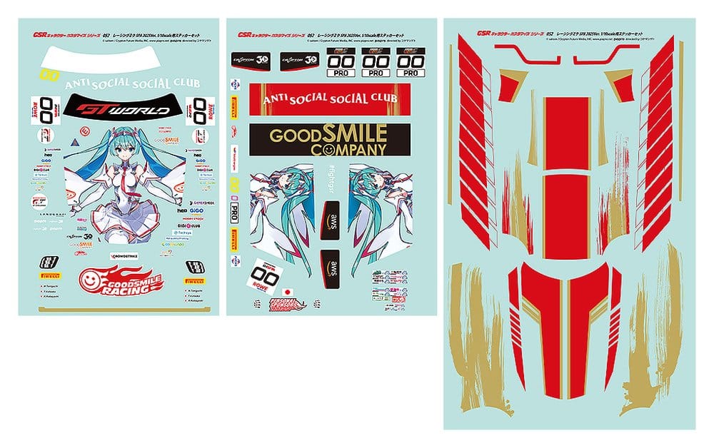 Hatsune Miku GSR Character Customization Series 052 Sticker Set for GSR Cars 1/10 Racing Miku SPA 2025 Ver. Image 1