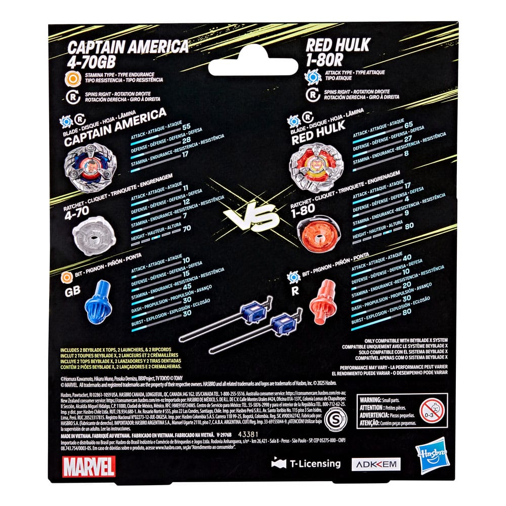 Beyblade X und Marvel Collab, Captain America 4-70GB vs. Red Hulk 1-80R Image 2