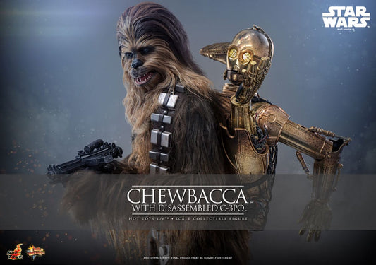 Star Wars Episode V Movie Masterpiece Actionfigur 1/6 Chewbacca with Disassembled C-3PO 36 cm Image 2