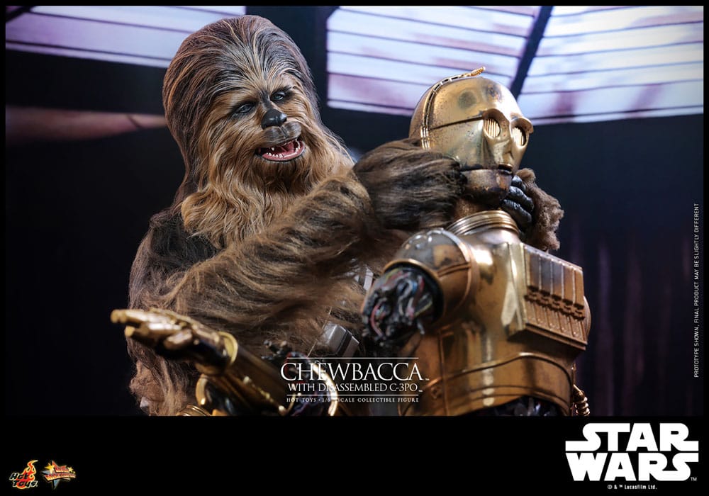 Star Wars Episode V Movie Masterpiece Actionfigur 1/6 Chewbacca with Disassembled C-3PO 36 cm Image 4