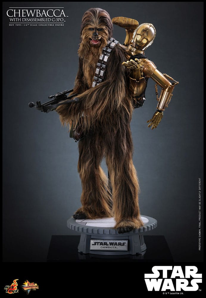 Star Wars Episode V Movie Masterpiece Actionfigur 1/6 Chewbacca with Disassembled C-3PO 36 cm Image 6