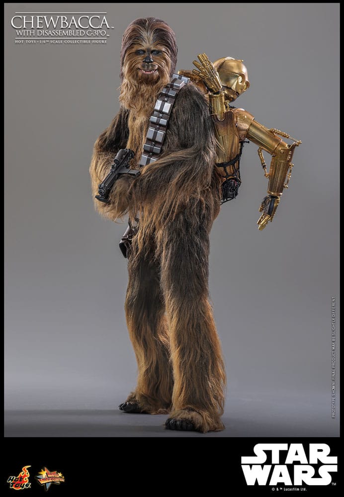 Star Wars Episode V Movie Masterpiece Actionfigur 1/6 Chewbacca with Disassembled C-3PO 36 cm Image 12