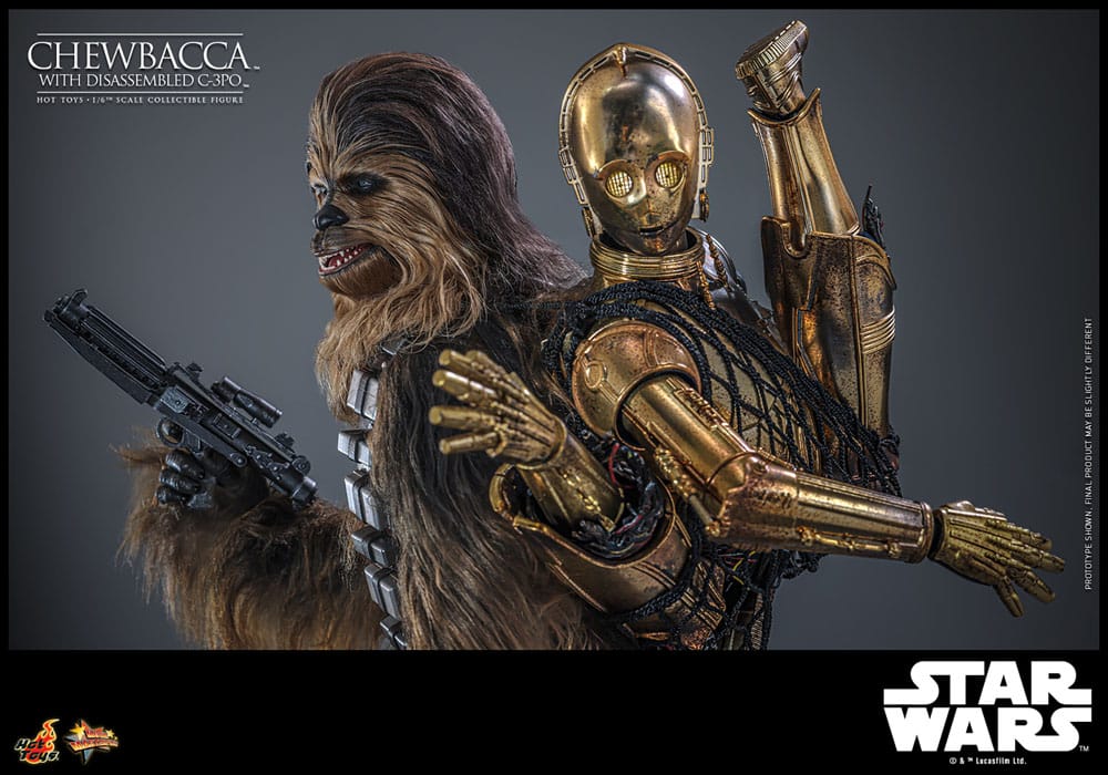 Star Wars Episode V Movie Masterpiece Actionfigur 1/6 Chewbacca with Disassembled C-3PO 36 cm Image 15