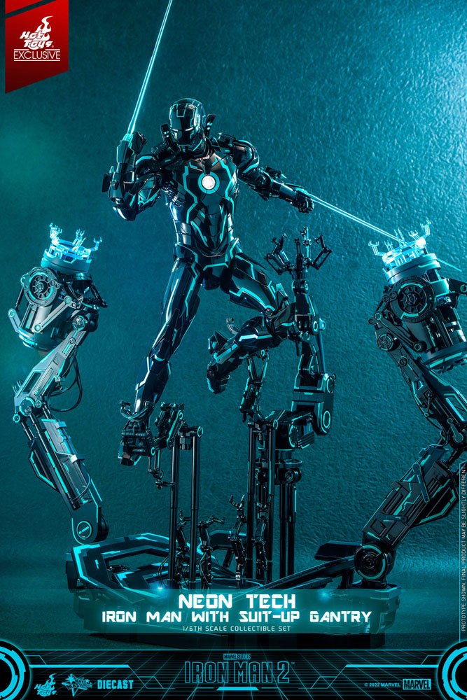 Iron Man 2 Actionfigur 1/6 Neon Tech Iron Man mit Suit-Up Gantry 32 cm Image 3