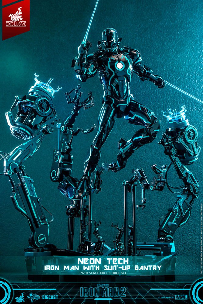 Iron Man 2 Actionfigur 1/6 Neon Tech Iron Man mit Suit-Up Gantry 32 cm Image 4